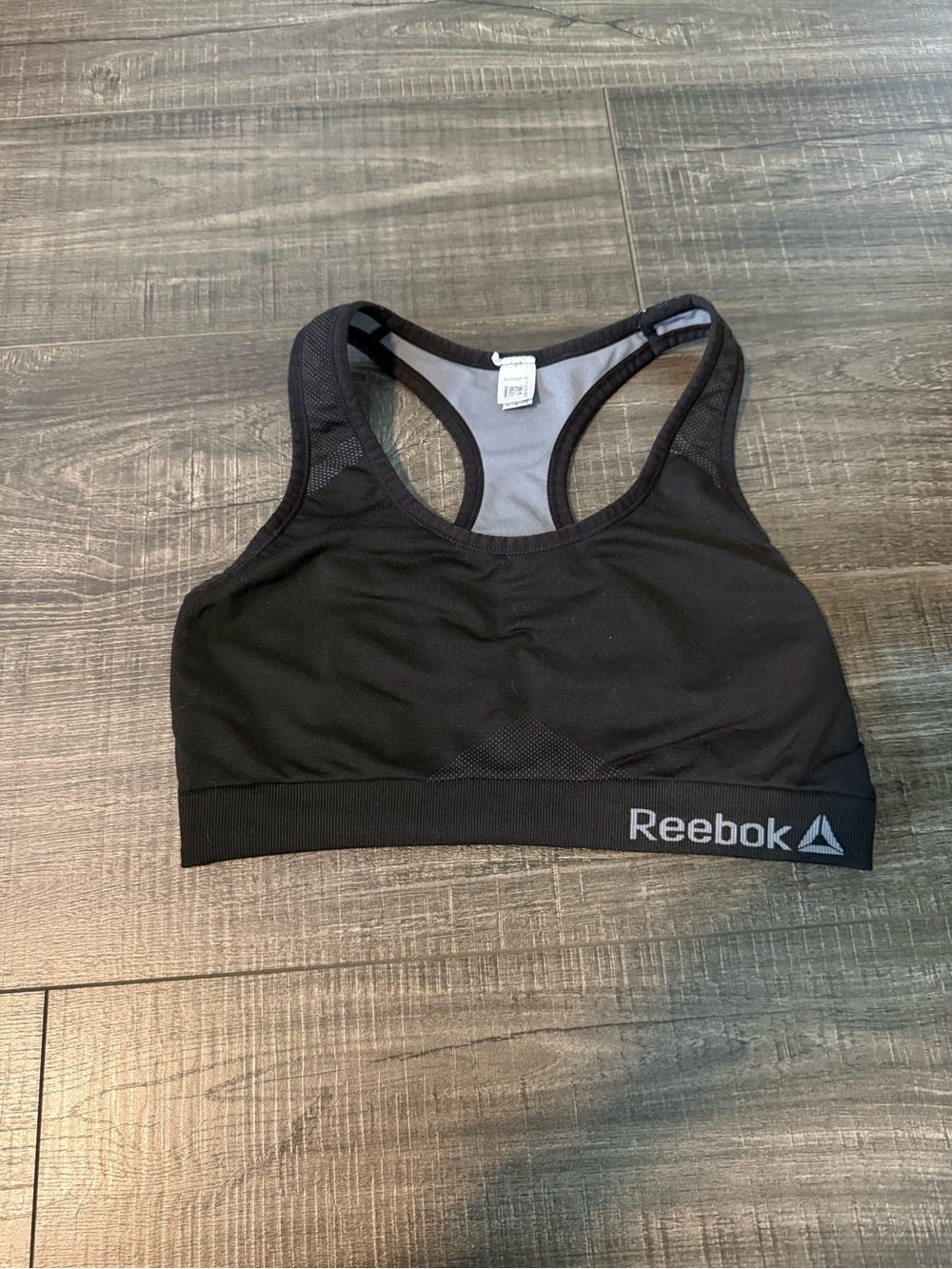 Reebok Black Racerback Sports Bra with Logo Band